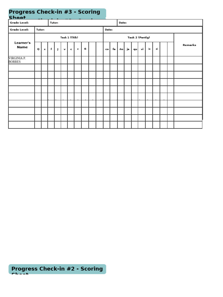 Aral Tutor Checklist | PDF