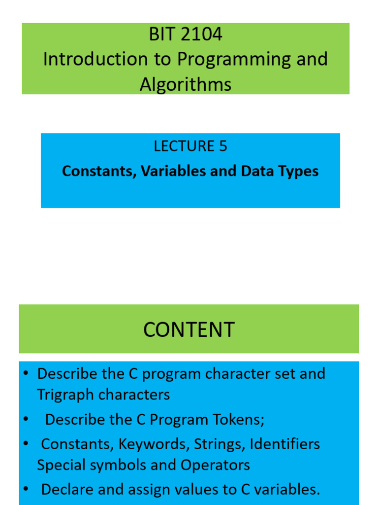 Constants Variables & Data Types | PDF | Multiplication | Data Type