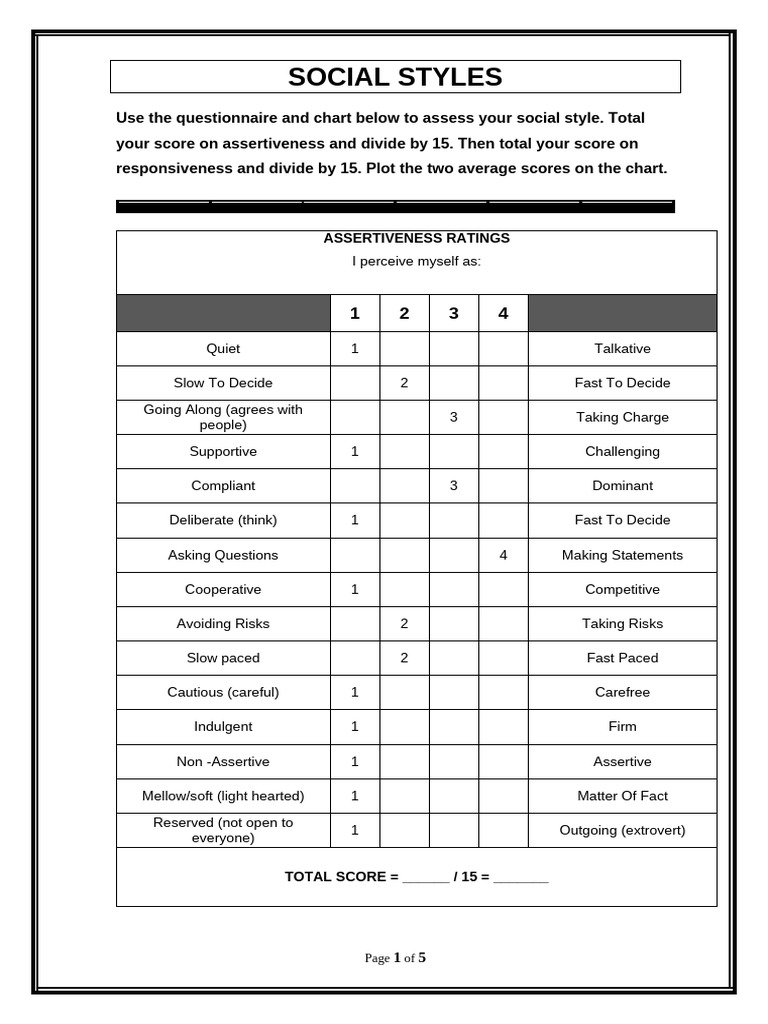Social Styles - Instrument | PDF