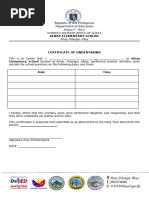 DepEd Certificate of Undertaking 2024 | PDF