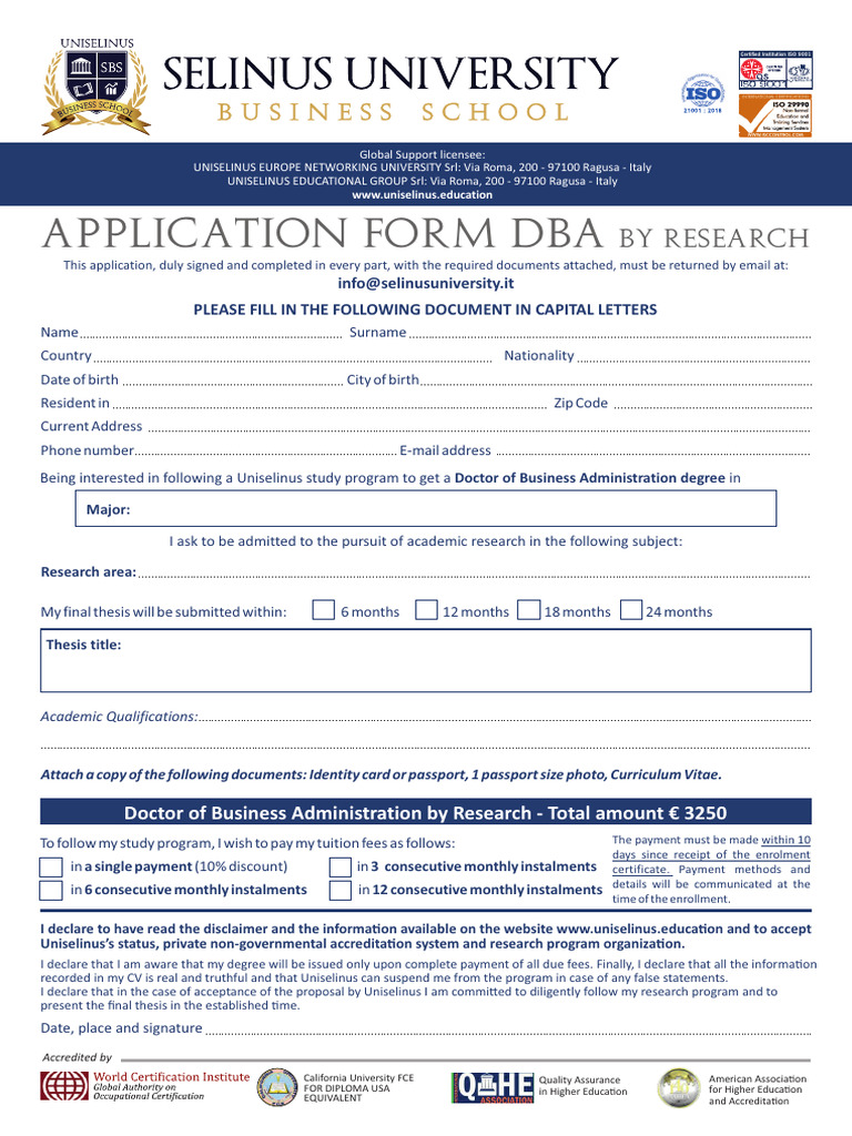 Application Form DBA 2025 | PDF