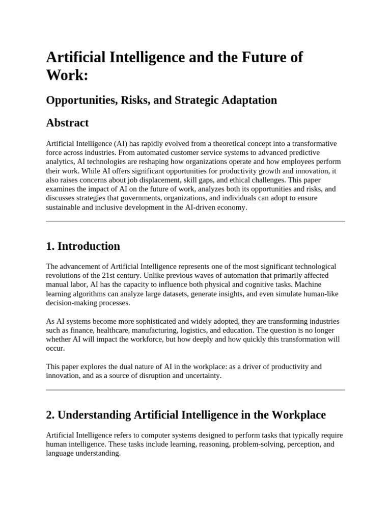 Artificial Intelligence and The Future of Work | PDF | Artificial ...