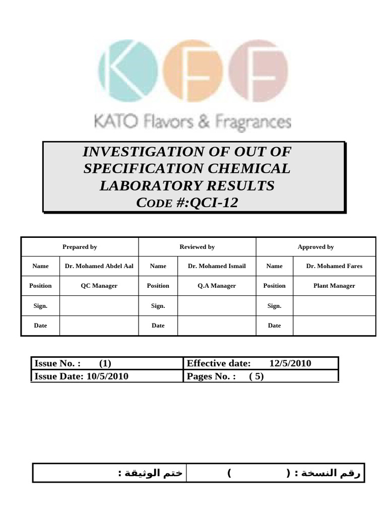Investigation of Out of Specification | PDF
