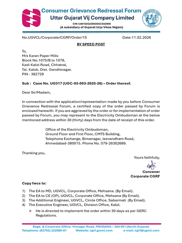 Order of Karan Paper Mills, Chhatral | PDF