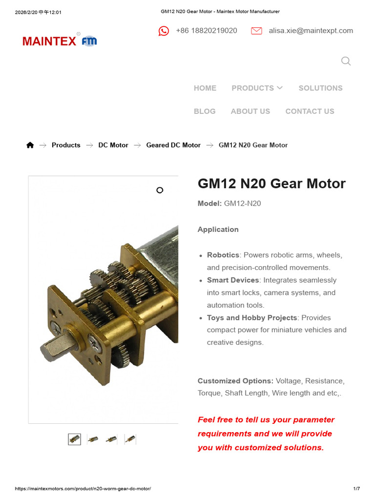 GM12 N20 Gear Motor - Maintex Motor Manufacturer | PDF | Gear ...