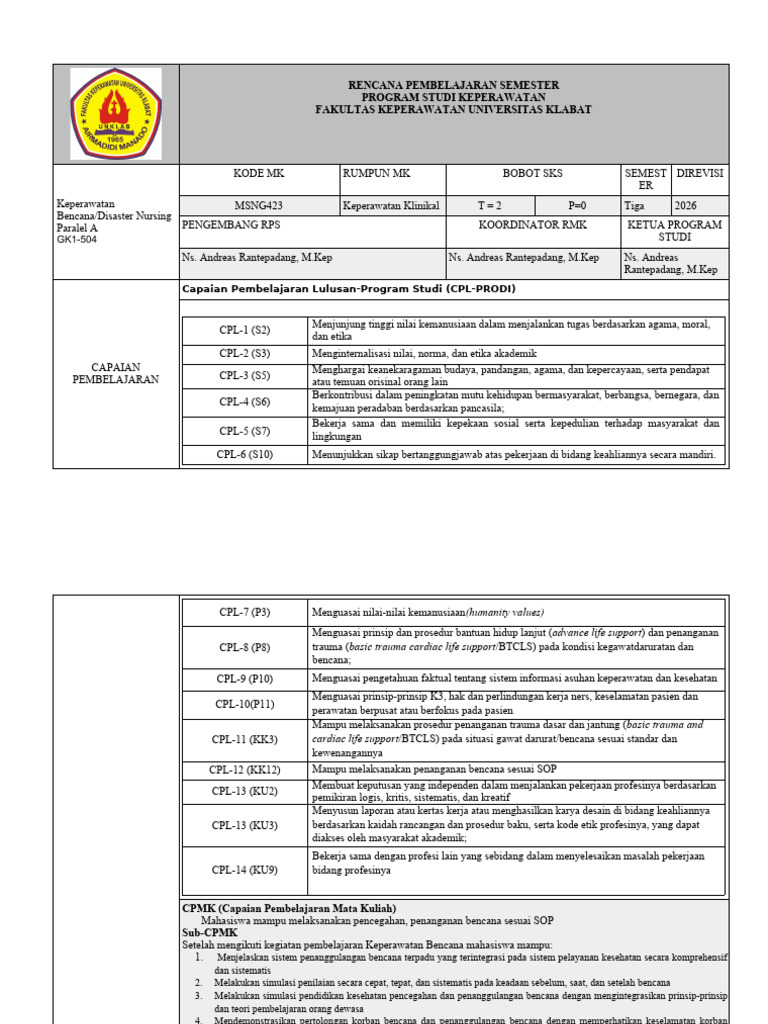 RPS Bencana - Rantepadang - A | PDF