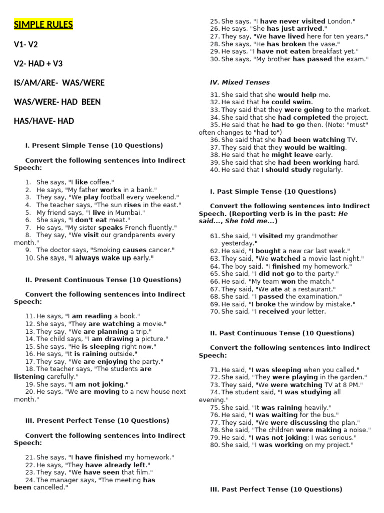Direct and Indirect Speech Questions | PDF | Question | Semantic Units