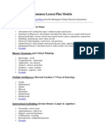 Common Lesson Plan Models