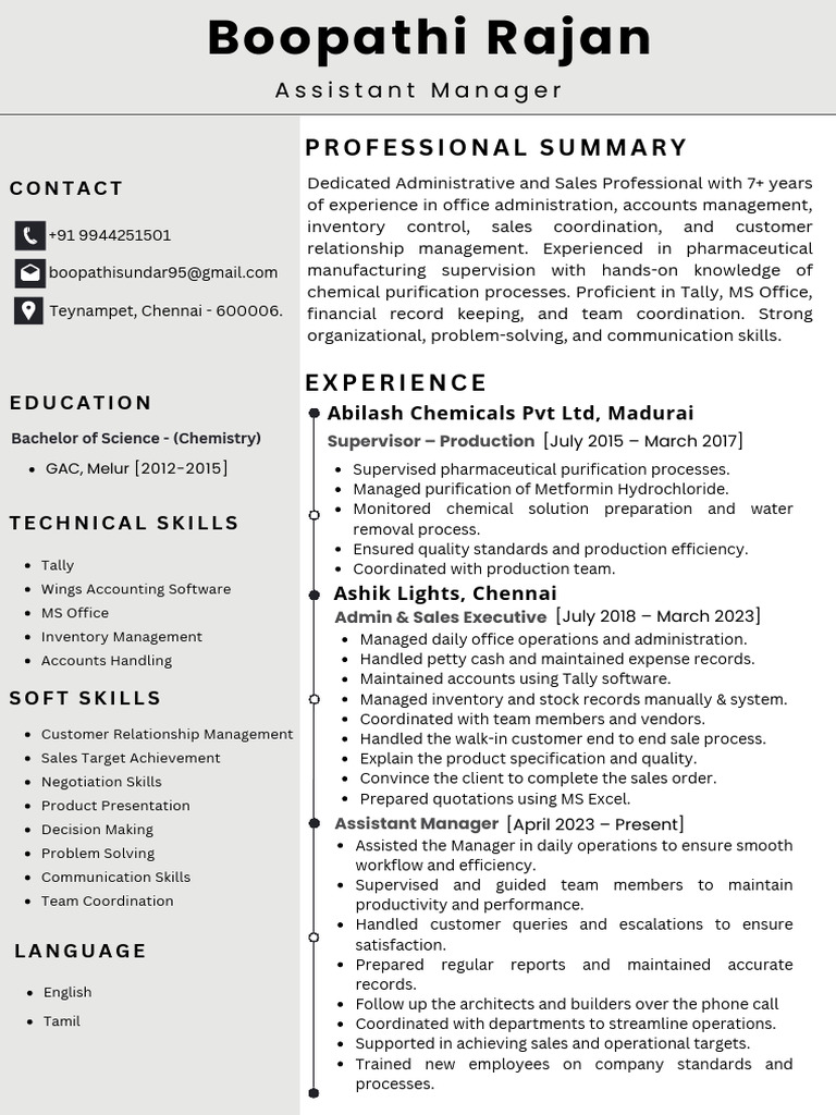 Boopathy Rajan Resume | PDF | Business