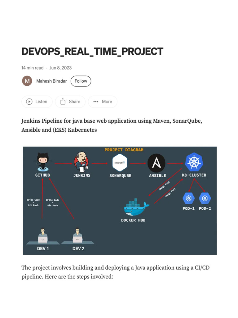 DEVOPS - REAL - TIME - PROJECT. Jenkins Pipeline For Java Base Web - by ...