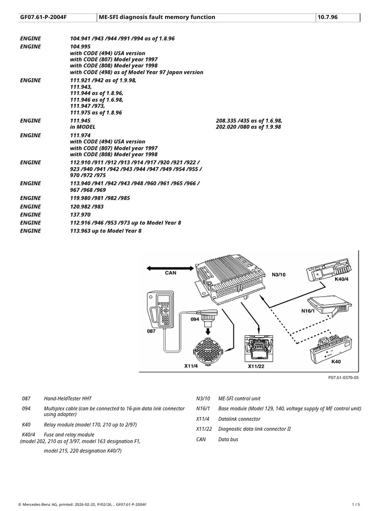 GF07.61-P-2004F ME-SFI Diagnosis Fault Memory Function 10.7.96 | PDF ...