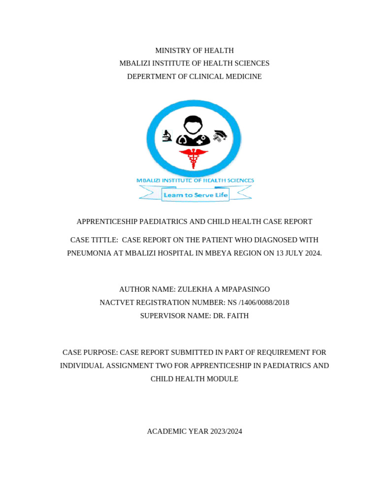 Paediatric Case Report | PDF | Pneumonia | Clinical Medicine