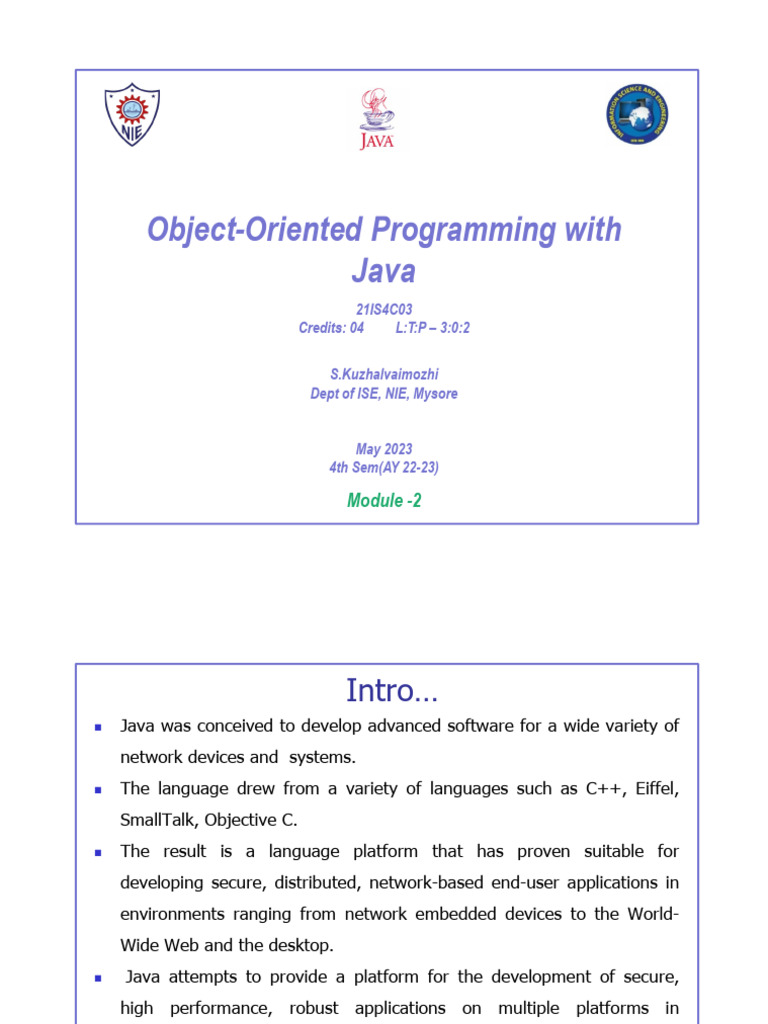 Module - 2 OOPJ Basics | PDF | Method (Computer Programming) | Data Type