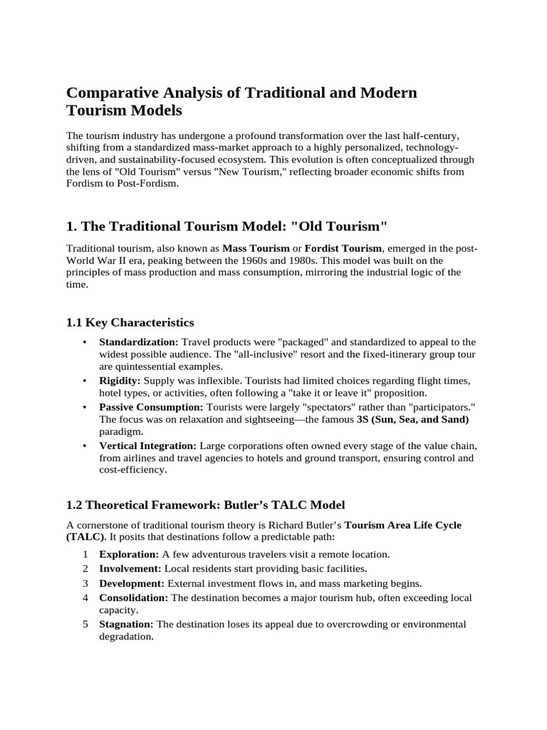 Comparative Analysis of Traditional and Modern Tou 1 | PDF | Tourism ...