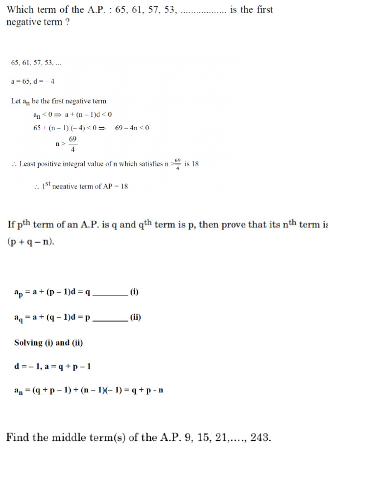 5a. Class X ARITHMETIC PROGRESSION Most Important Questions For 2025-26 ...