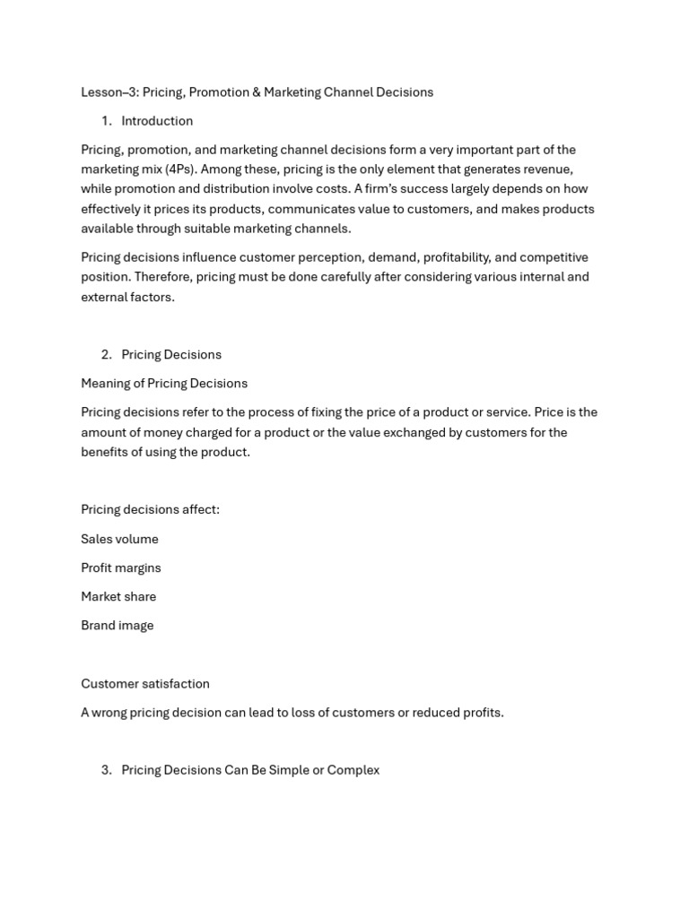 Fundamentals of Marketing Management Unit 3 | PDF | Pricing | Marketing