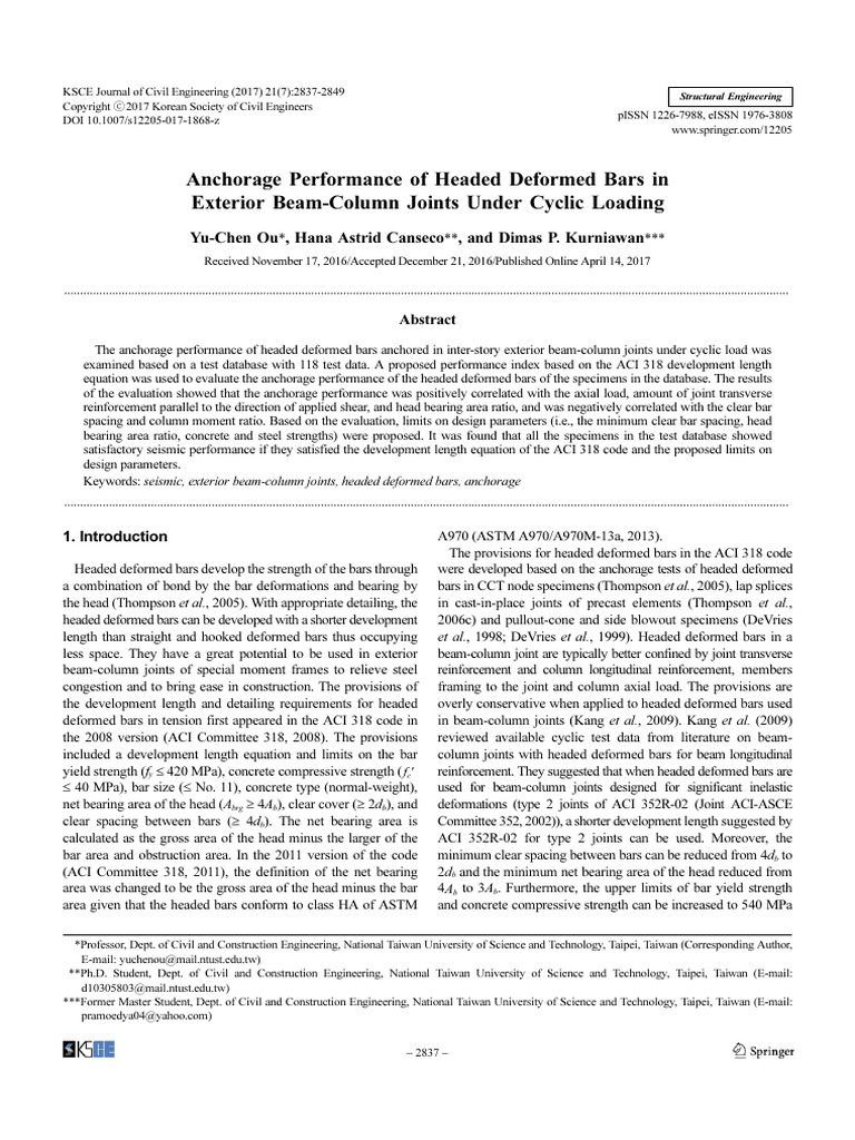 2017 - Anchorage Performance of Headed Deformed Bars in Exterior Beam ...