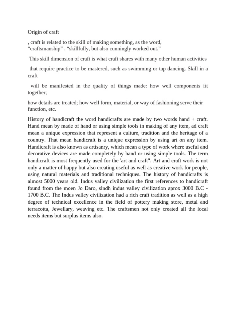 Origin of Craft | PDF