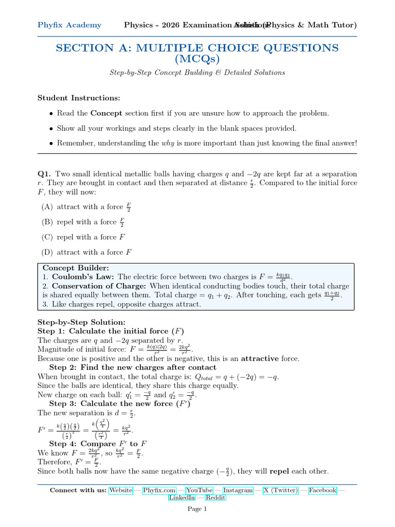 Section A: Multiple Choice Questions (MCQS) : Step-By-Step Concept ...