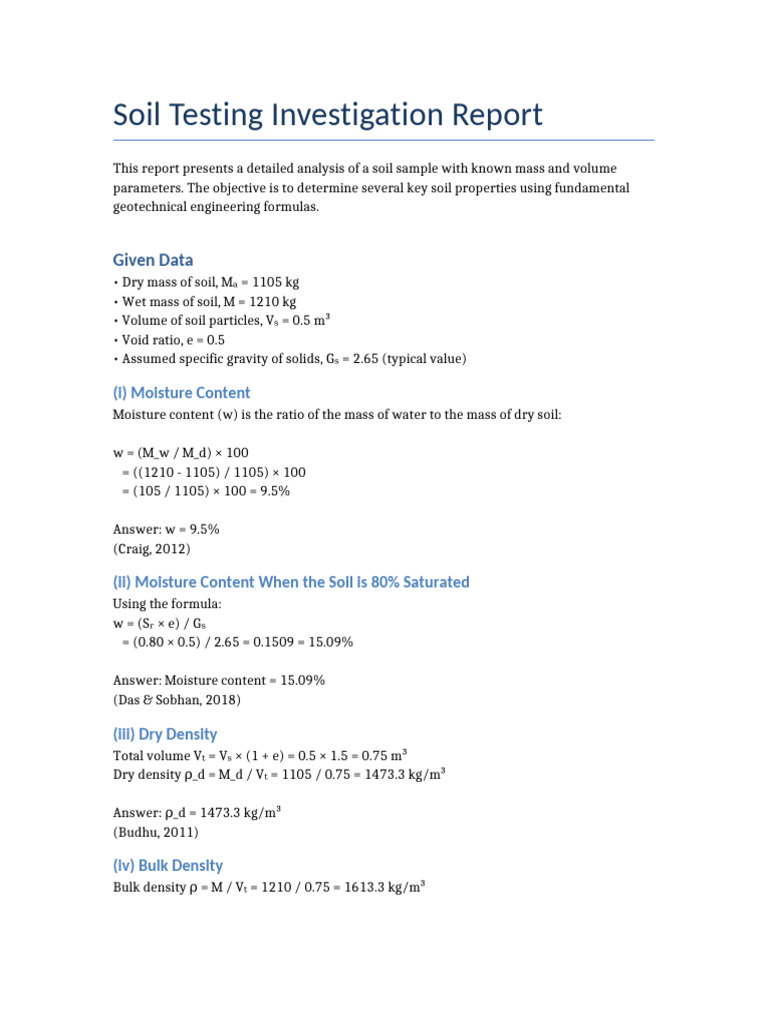 Soil Testing Investigation Report Formatted | PDF