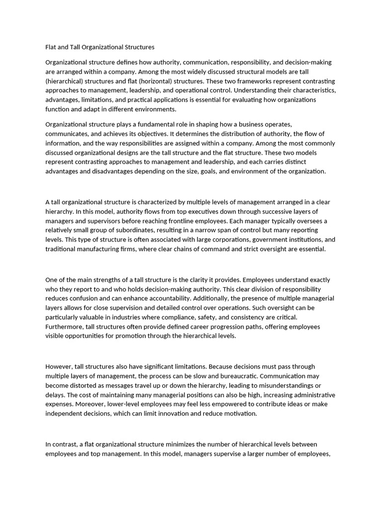 Flat and Tall Organizational Structures | PDF | Organizational ...