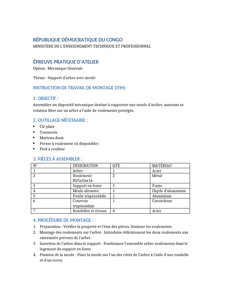 ITM Examen Etat RDC Support Arbre | PDF