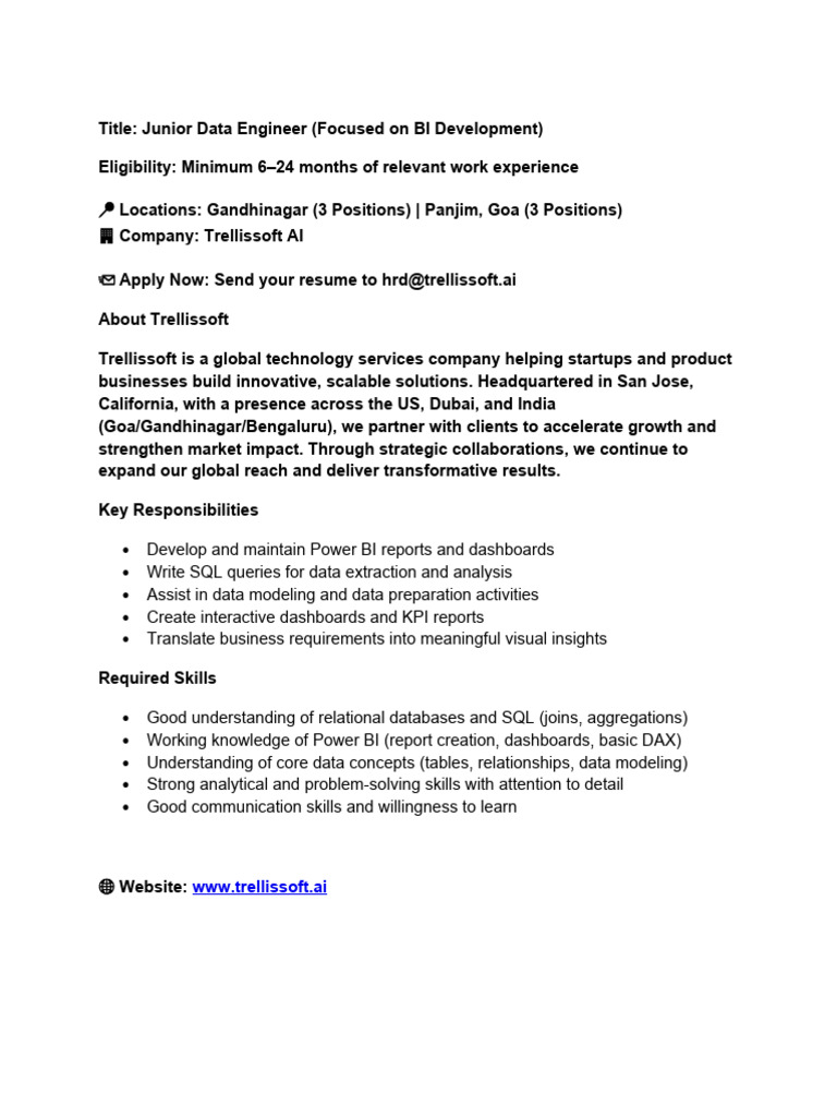 Trellissoft Ai - JR Data Engineer | PDF