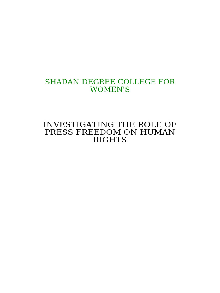 Press Freedom Human Rights Project Report New-1 | PDF | Qualitative ...
