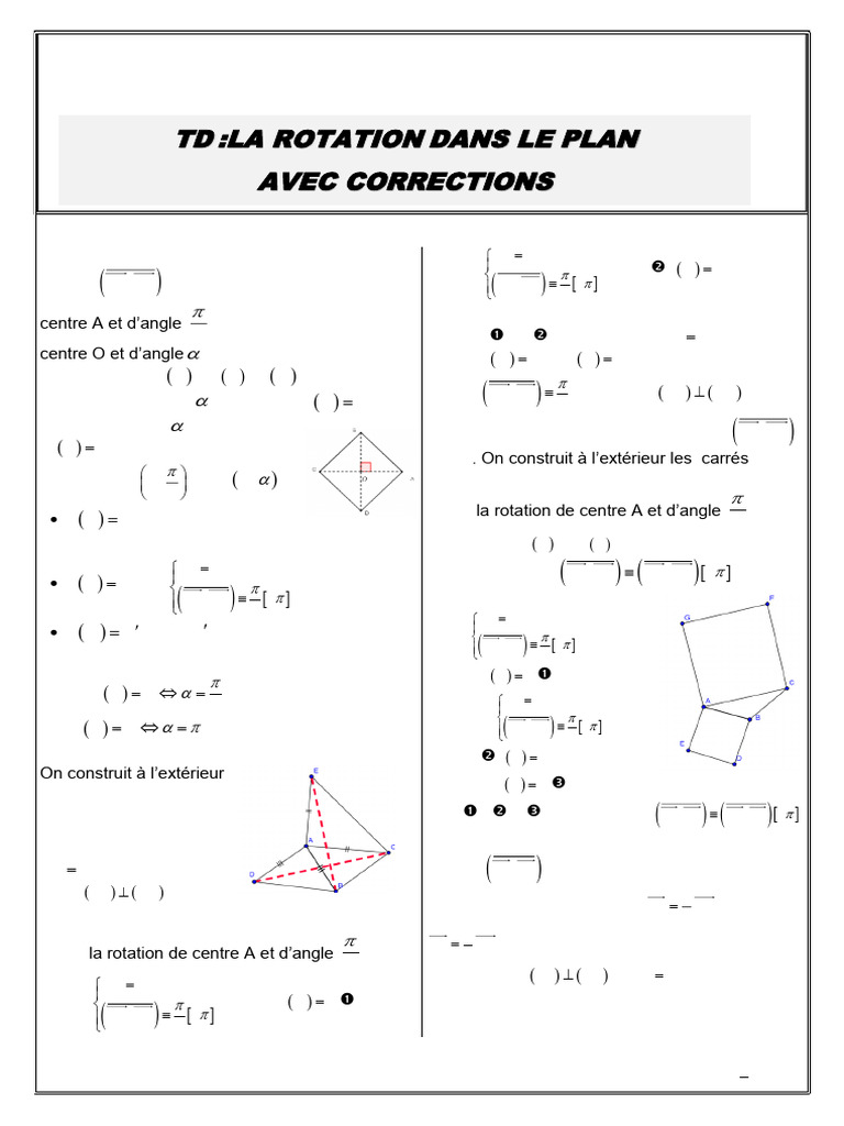 La Rotation Dans Le Plan Corrige Serie D Exercices 1 | PDF | Triangle ...