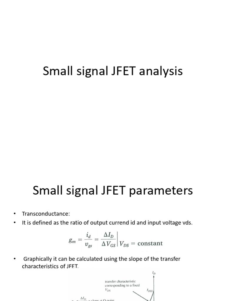 Small Signal JFET Analysis | PDF | Analog Circuits | Electronic Circuits