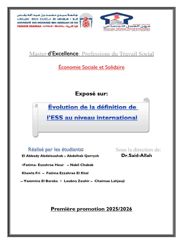 Évolution de Définition de ESS Au Niveau International | PDF | Économie ...