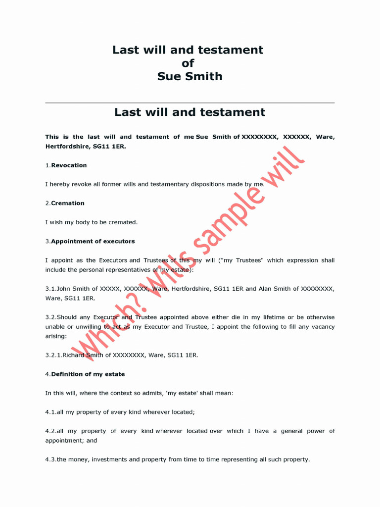 Which Wills Sample Single Will | PDF