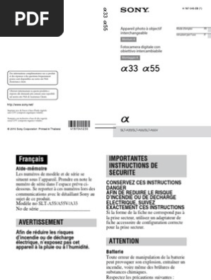 Sony alpha a55 pdf user manual