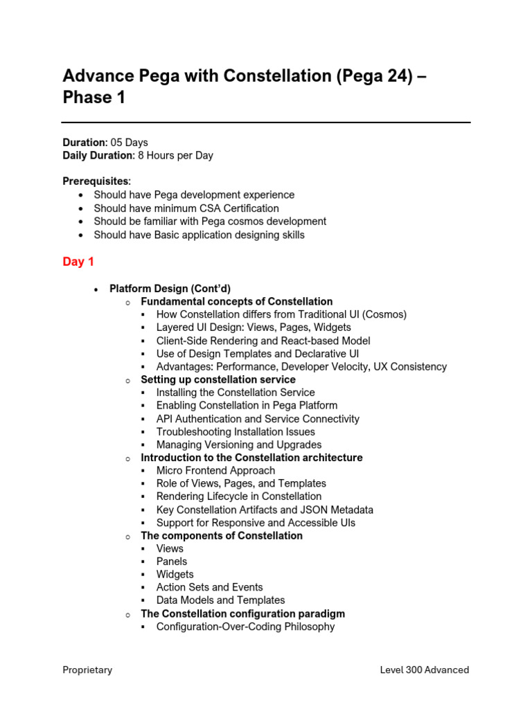Advance Pega With Constellation - Phase 1 - 5 Days | PDF | Software ...