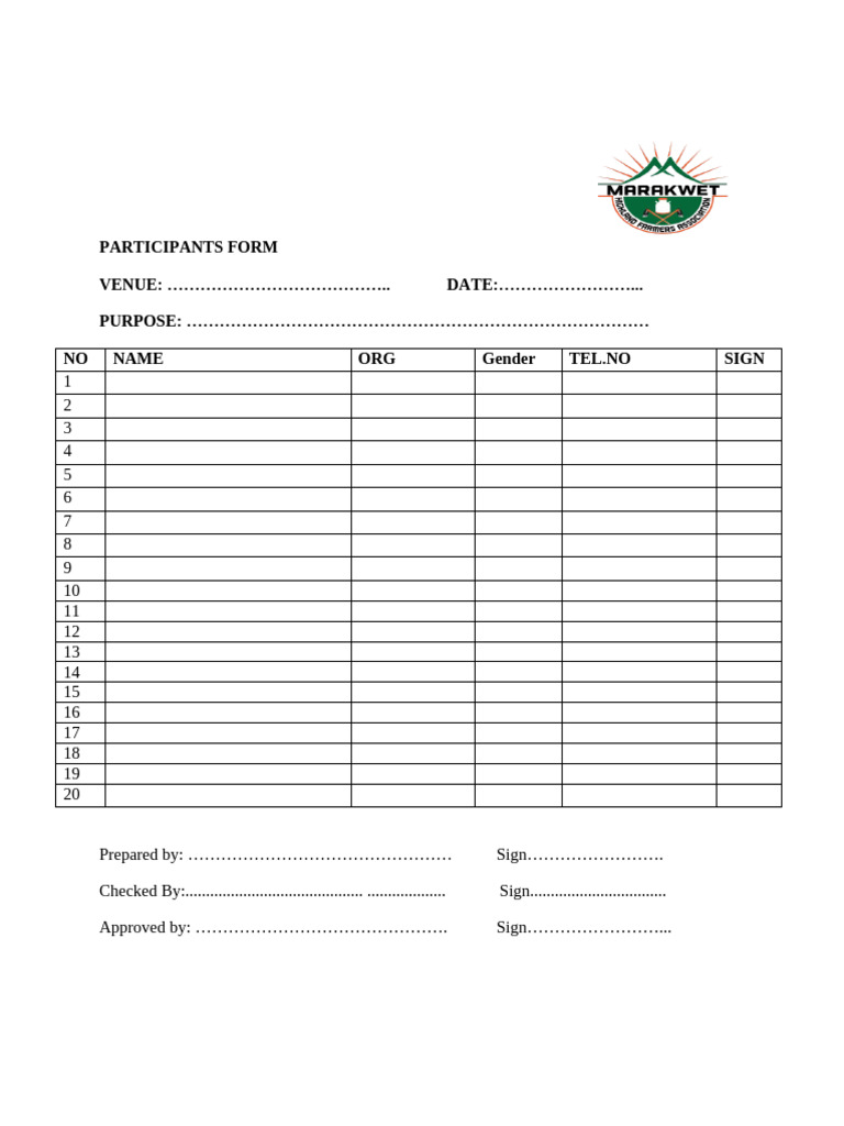 Participants Form | PDF