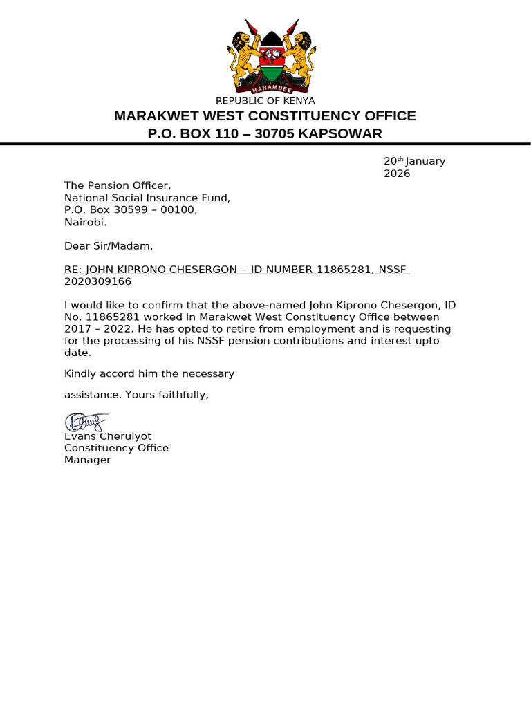 NSSF Letter | PDF
