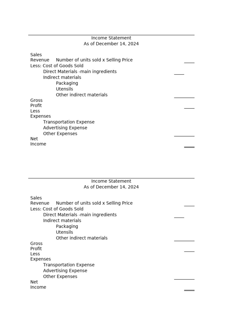 Income Statement | PDF