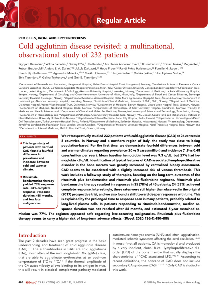 Cold Aglutinin Disease | PDF | Medical Specialties | Blood