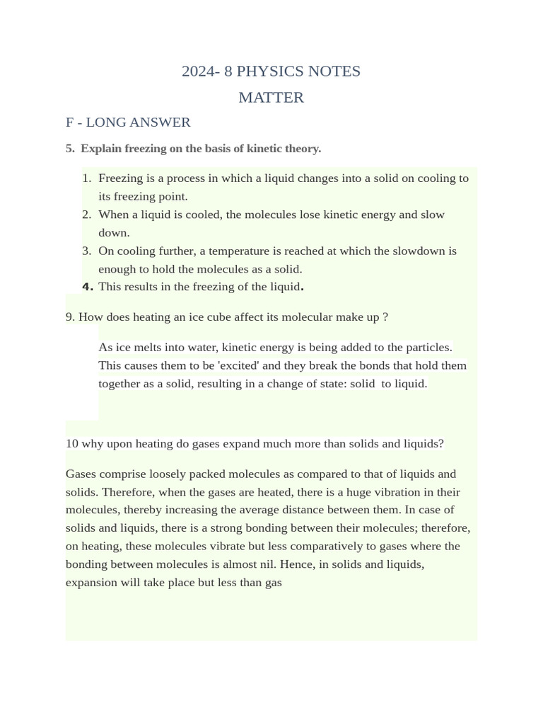 2024 - 8 Physics Notes | PDF