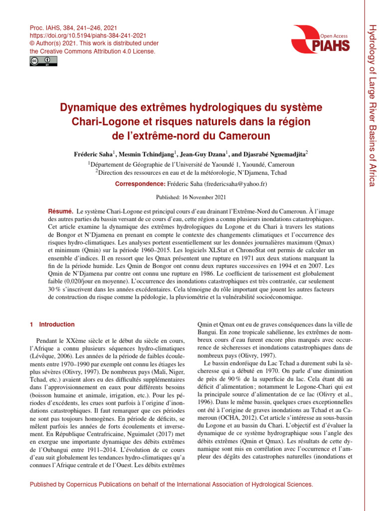 Dynamique Des Extremes Hydrologiques Du | PDF | Sécheresse | Inondation