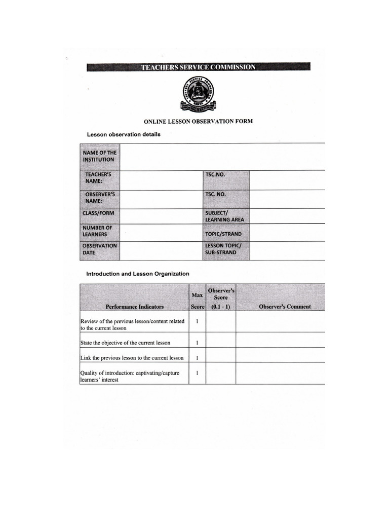 Compiled Observation Form | PDF