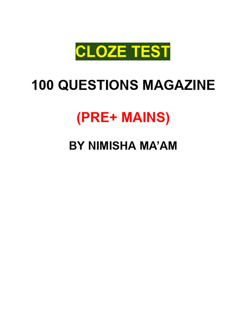 100 Cloze Test Magazine (2.0 2026) | PDF | Mentorship | Learning