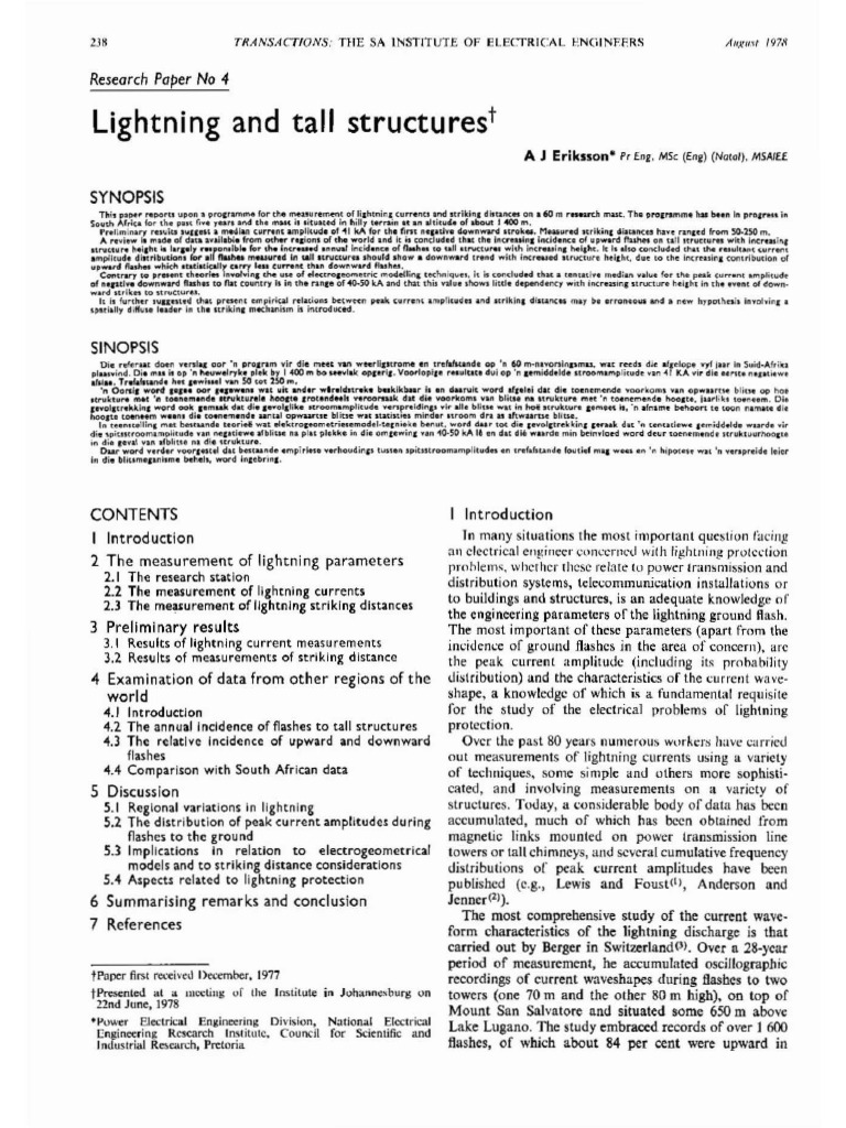 Research Paper No 4 Lightning and Tall Structures | PDF