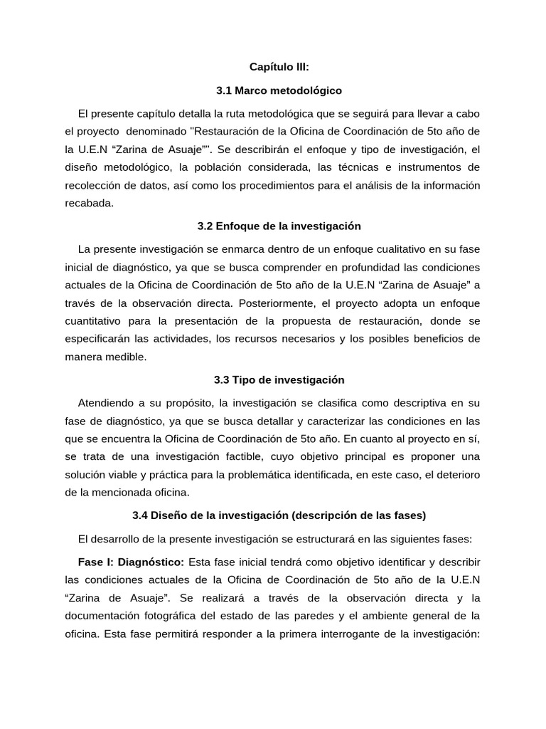 Capítulo III Proyecto | PDF | Observación | Diseño