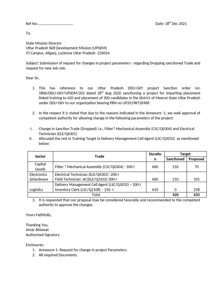 Sector Trade Duratio N Target Sanctioned Proposed | PDF | Government ...