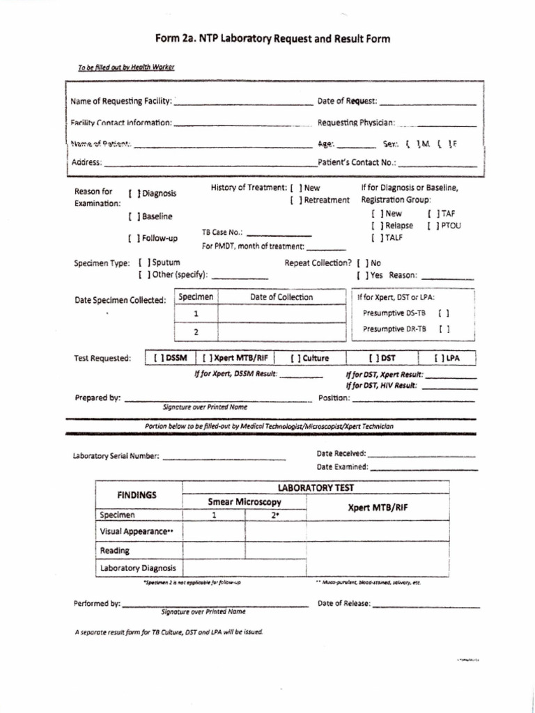 Lab Request Form. NTP | PDF | Microbiology | Public Health
