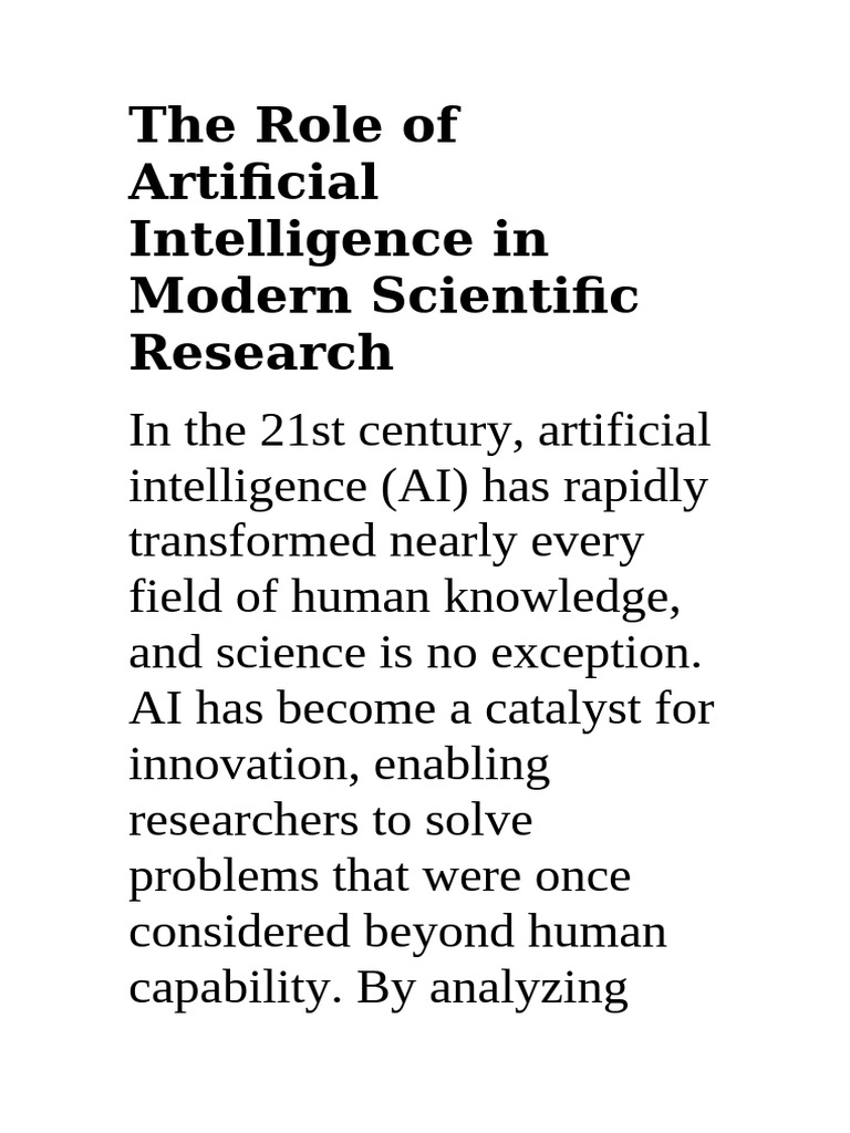 The Role of Artificial Intelligence in Modern Scie | PDF | Artificial ...