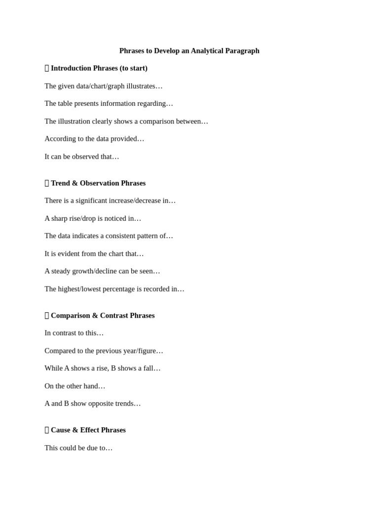 Analytical Paragraph Phrases | PDF