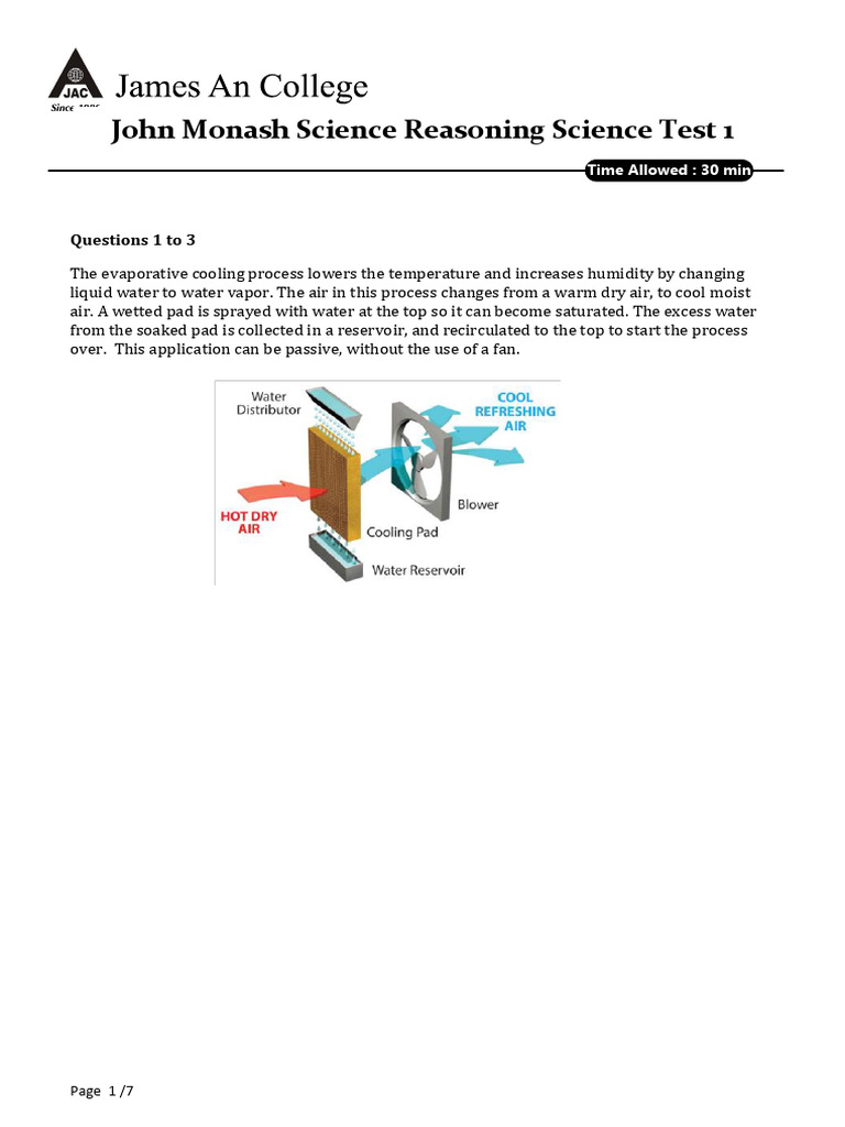 JMSS Science 1 Reasoning - SC | PDF | Chlorine | Chemical Reactions