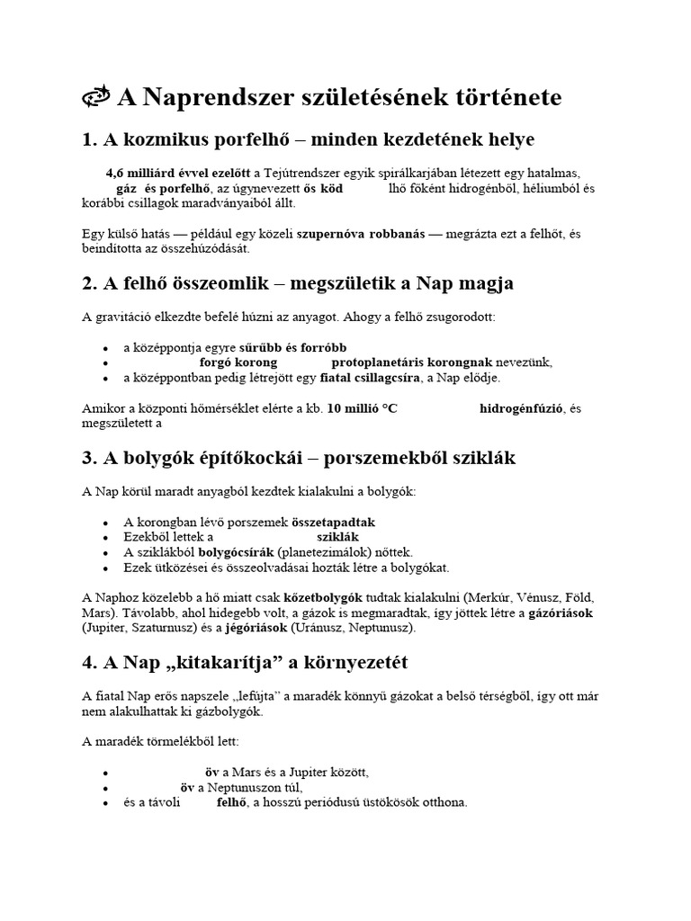 A Naprendszer Születésének Története | PDF